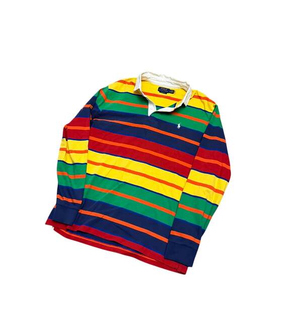 Polo Ralph Lauren The Iconic Rainbow Striped Towelling Terry Rugby Shirt - Picture 1 of 3